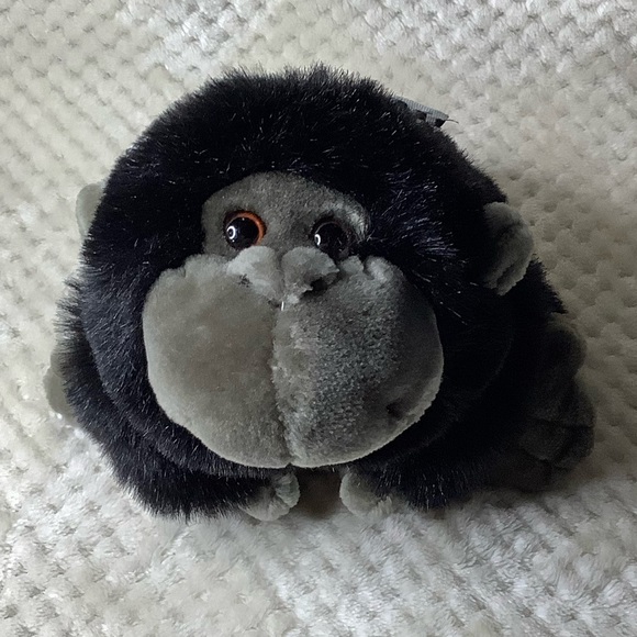 Animal Adventure Inc Plush Black Grey Gorilla with Checkered Bow Stuffed Animal - Picture 8 of 15